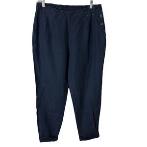 Seasalt Cornwall Nanterrow Tapered Trouser Womens US 8 Blue Cotton Linen Pants